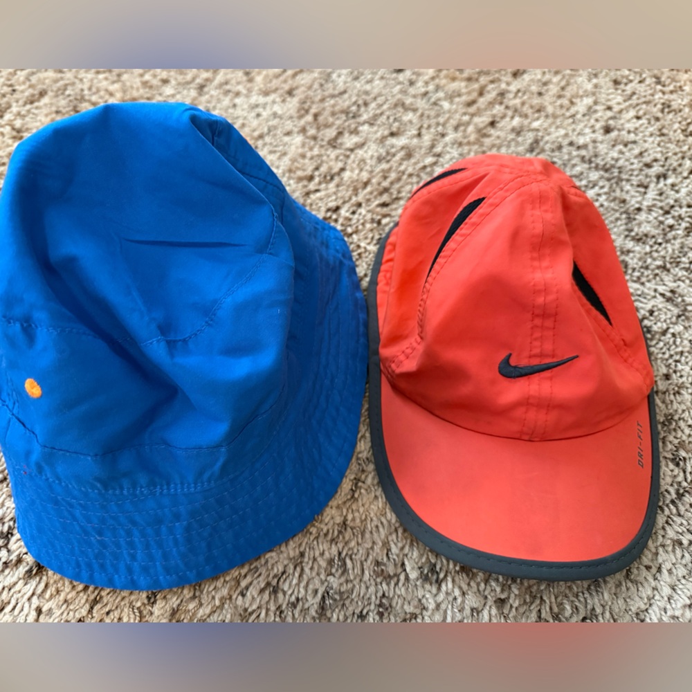 Two Toddler hats!  Nike dri fit and a Carters reversible bucket cap.